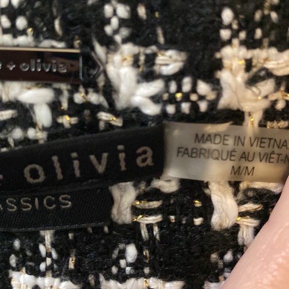 Alice and Olivia Donita tweed and vegan leather jacket - Picture 9 of 13